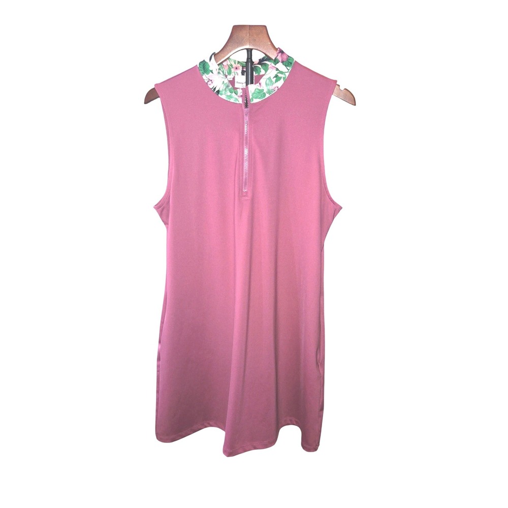 Tommy Bahama Golf Dress Womens XL Pink Floral Collar Quarter Zip Sleeveless